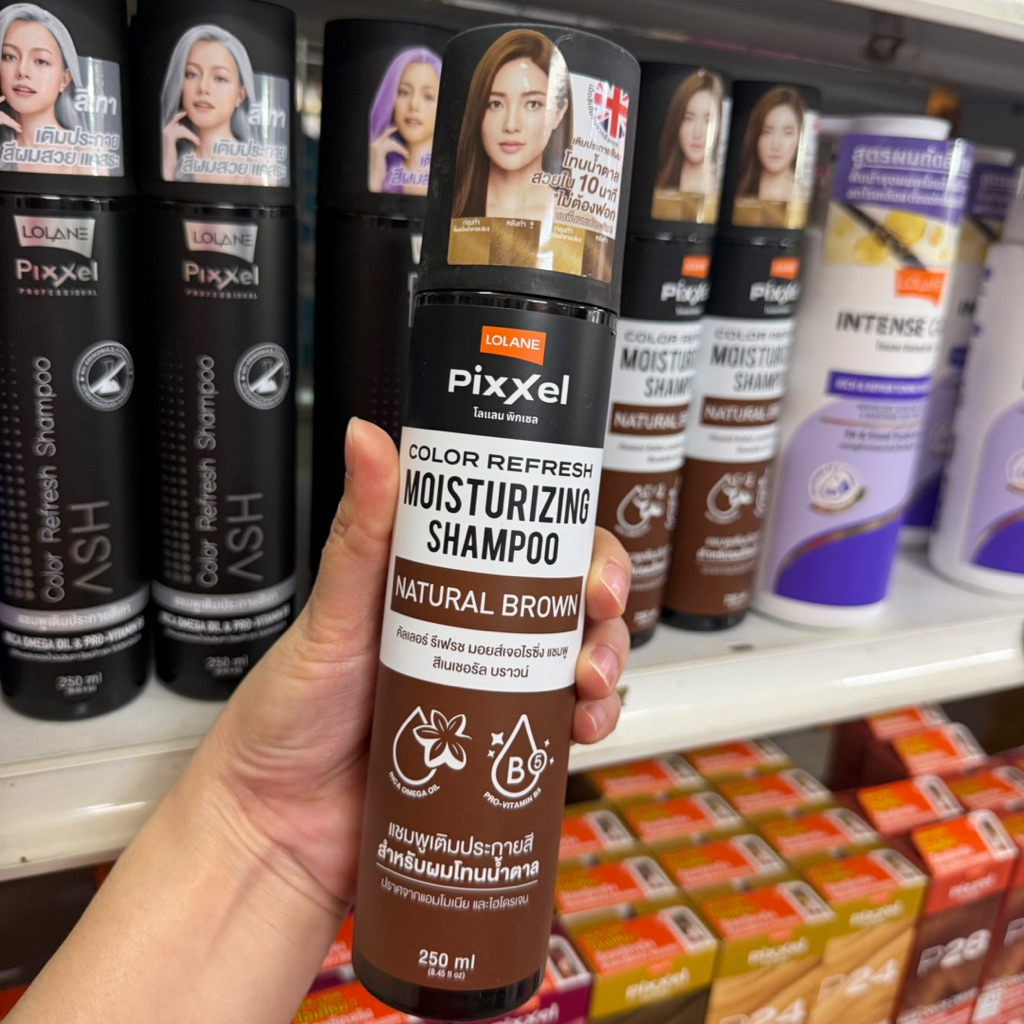 แชมพูเติมสีผมโลแลน Loland สำหรับผมโทนสีน้ำตาล ปราศจากแอมโมเนีย และไฮโดรเจน สี Natural Brown มอยส์เจอ