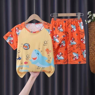 ชุดนอนเด็กแขนสั้นพิมพ์ลายน่ารัก Size110cm-150cm นื้อผ้านุ่มใส่สาย