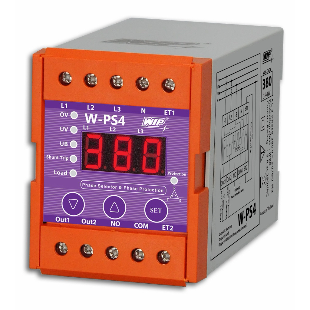 WIP W-PS4 Phase Selector (อุปกรณ์เลือกเฟสอัตโนมัติ เมื่อไฟเฟสที่ใช้งานอยู่ดับ)