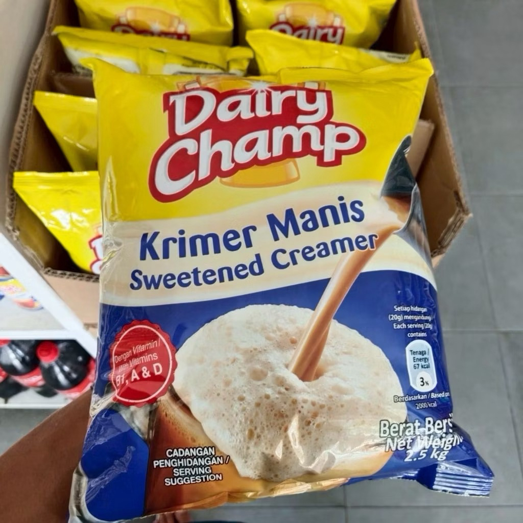 ครีมเทียนข้นหวานมาเลย์ Dairy Champ & Su Johan แบบถุง 2.5 กก. ยกลังมี 8 ถุง