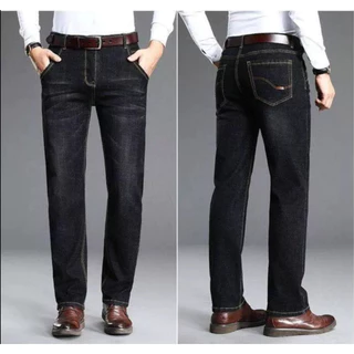 Men Slim Fit jeans ยืดกางเกงยีนส์ผ้าที่ดีที่สุด กางเกงยีนส์คุณภาพสูงสีดําและสีน้ําเงิน