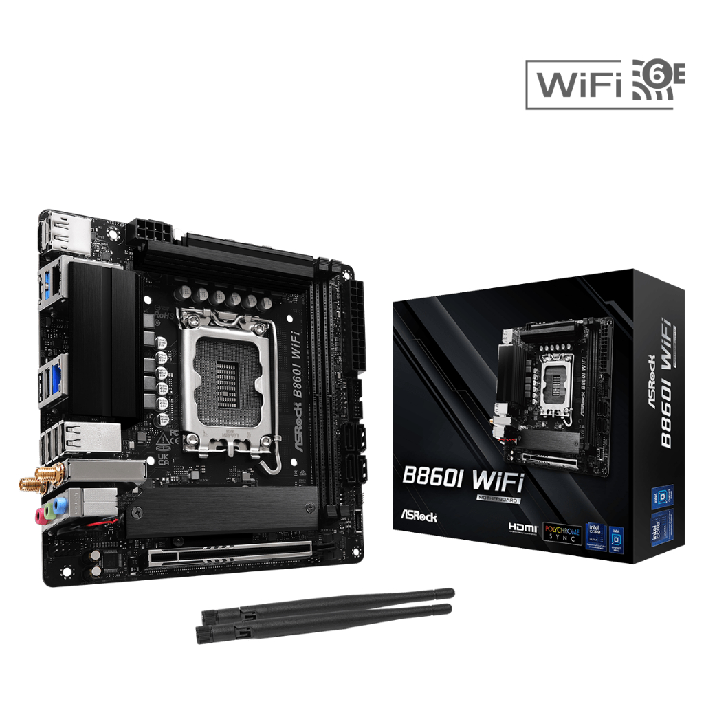 MAINBOARD (เมนบอร์ด) ASROCK B860I WiFi LGA1851 DDR5 Wi-Fi 6E Mini-ITX  (Warranty 3Y)