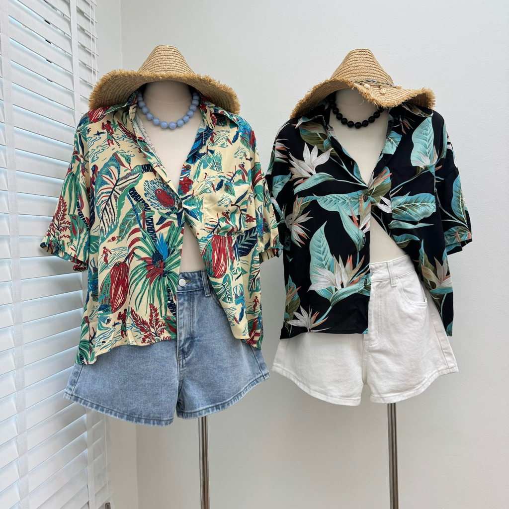 Hawaii shirt เสื้อเชิ้ตฮาวายคอตตอนสปัน เนื้อผ้านิ่ม รูปที่ 8
