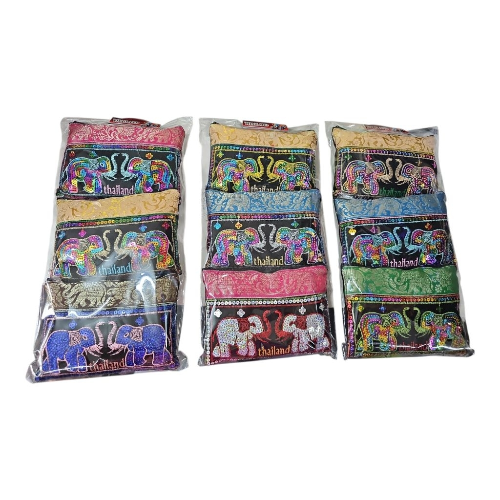 TMกระเป๋าผ้าปักลายช้าง Thailand ชุด 3 ใบ (Elephant Embroidered Fabric Bag Set – Pack 3)

