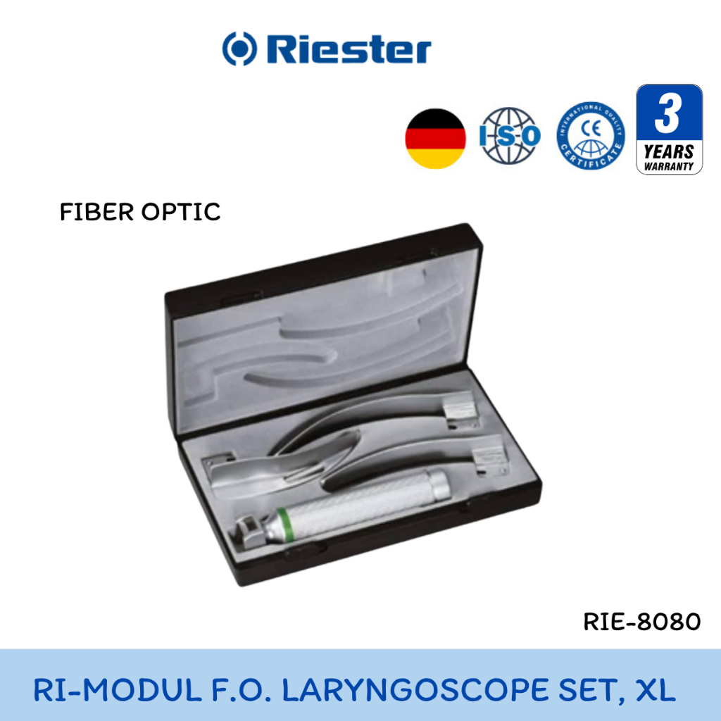 Riester RI-MODUL F.O. /LARYNGOSCOPE SET, XL2.5V  MCINTOSH BLADE NO.2,3,4 เครื่องมือส่องหลอดลม RIE-80