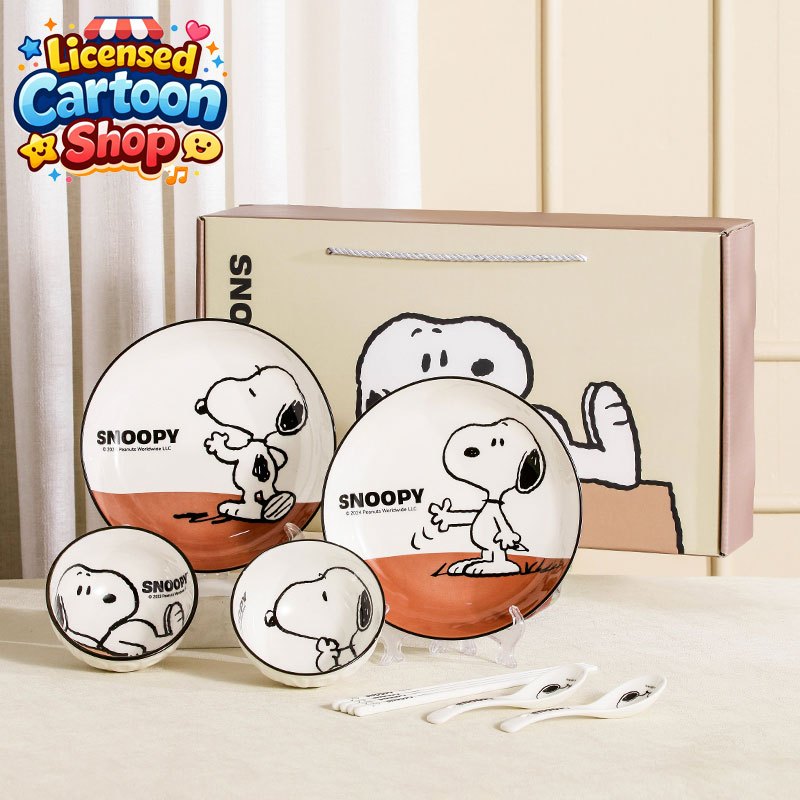 【ของแท้】Snoopy สนูปปี้ ชุดชามเซรามิกพร้อมตะเกียบ ชุดภาชนะเซรามิก กล่องของขวัญสุดสวย ของขวัญ น่ารัก