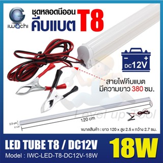 ชุดหลอดนีออนคีบแบตเตอรี่ ไฟแบต หลอดไฟ LED คีบแบตเตอรี่ IWACH…