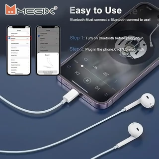 หูฟัง MEGIX, พอร์ต Type-C พร้อมไมโครโฟนในตัว, บลูทูธ, ระบบเสียง Hi-Fi, ใช้ได้กับ (i15-i17, S20-S26, A54, A53/Android)