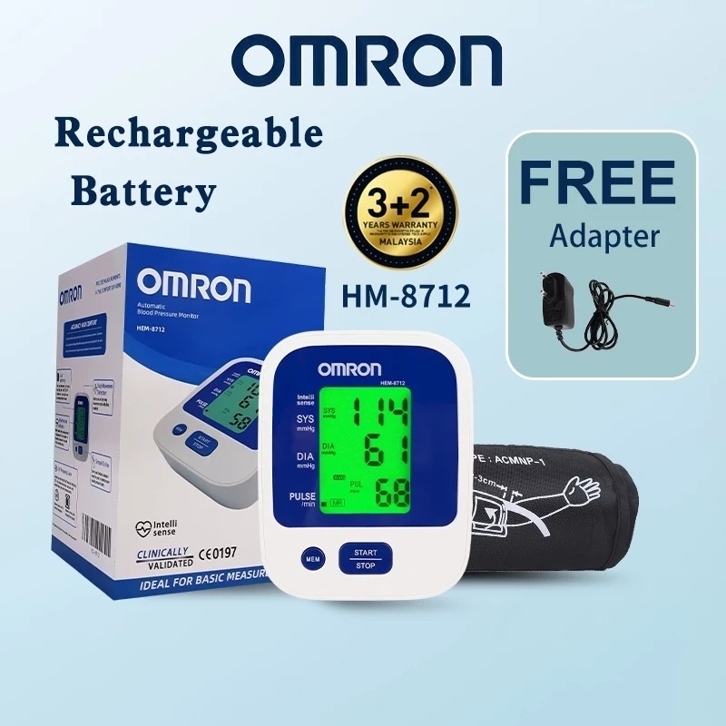 OMRON HEM-8712 เครื่องวัดความดันอัตโนมัติ ชาร์จไฟ มีเสียงพูดไทย แม่นยำ เหมาะผู้สูงอายุ  Blood Pressu