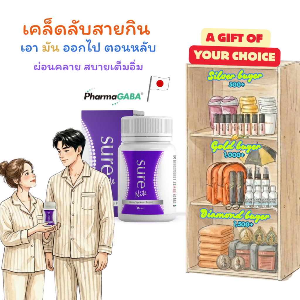 Sure Nite ชัวร์ไนท์ (30 แคปซูล) ผลิตภัณฑ์ที่จะช่วยให้คุณหลับสบาย