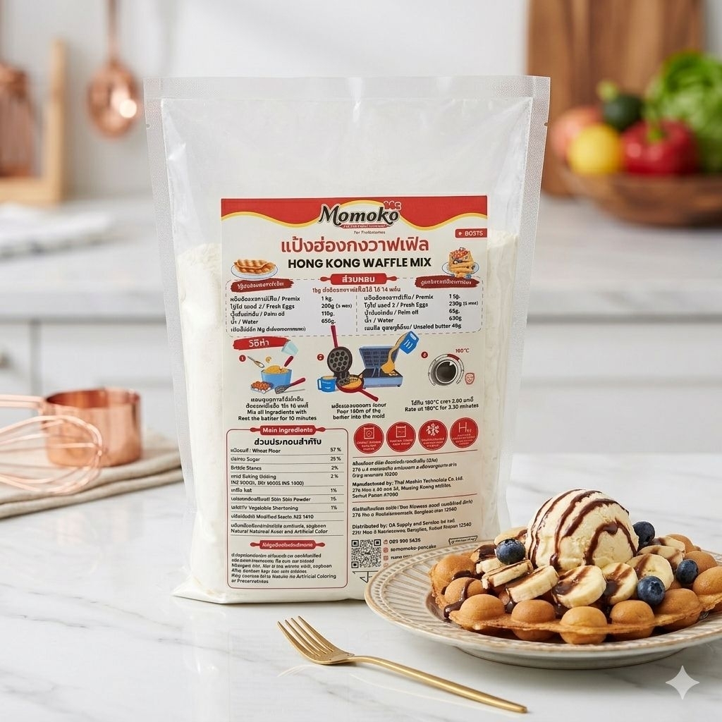 ขายดีที่สุด แป้งฮ่องกงวาฟเฟิล 1กก Momoko หอม อร่อยที่สุด คอนเฟิร์ม! ทำเป็นวาฟเฟิลธรรมดาได้ (603TS)
