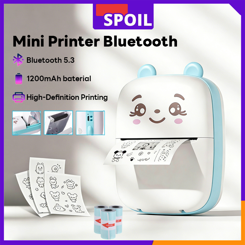 Sopil เครื่องปริ้นพกพา พกพา เครื่องปริ้นสติ๊กเกอร์ ไม่ต้องใช้หมึก รองรับภาษาไ