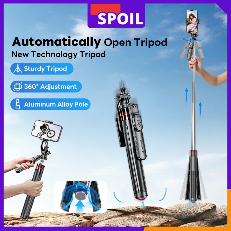 Sopil ขาตั้งเซลฟี่ขาตั้งกล้องพกพา Tripod ขาตั้งเปิดอัตโนมัติ มีรีโมทคอนโทรล บลูทูธ 360°หมุนได้