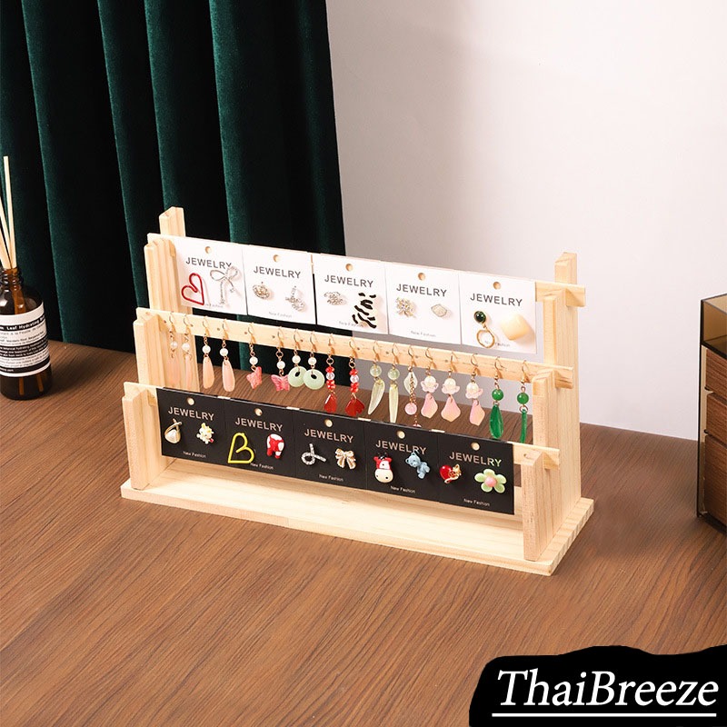 【ThaiBreeze】ชั้นวางคอลเลกชันเครื่องประดับ,ไม้สร้อยคอขาตั้ง,พร้อมตะขอที่ถอดออกได้ต่างหูเครื่องประดับแขวน