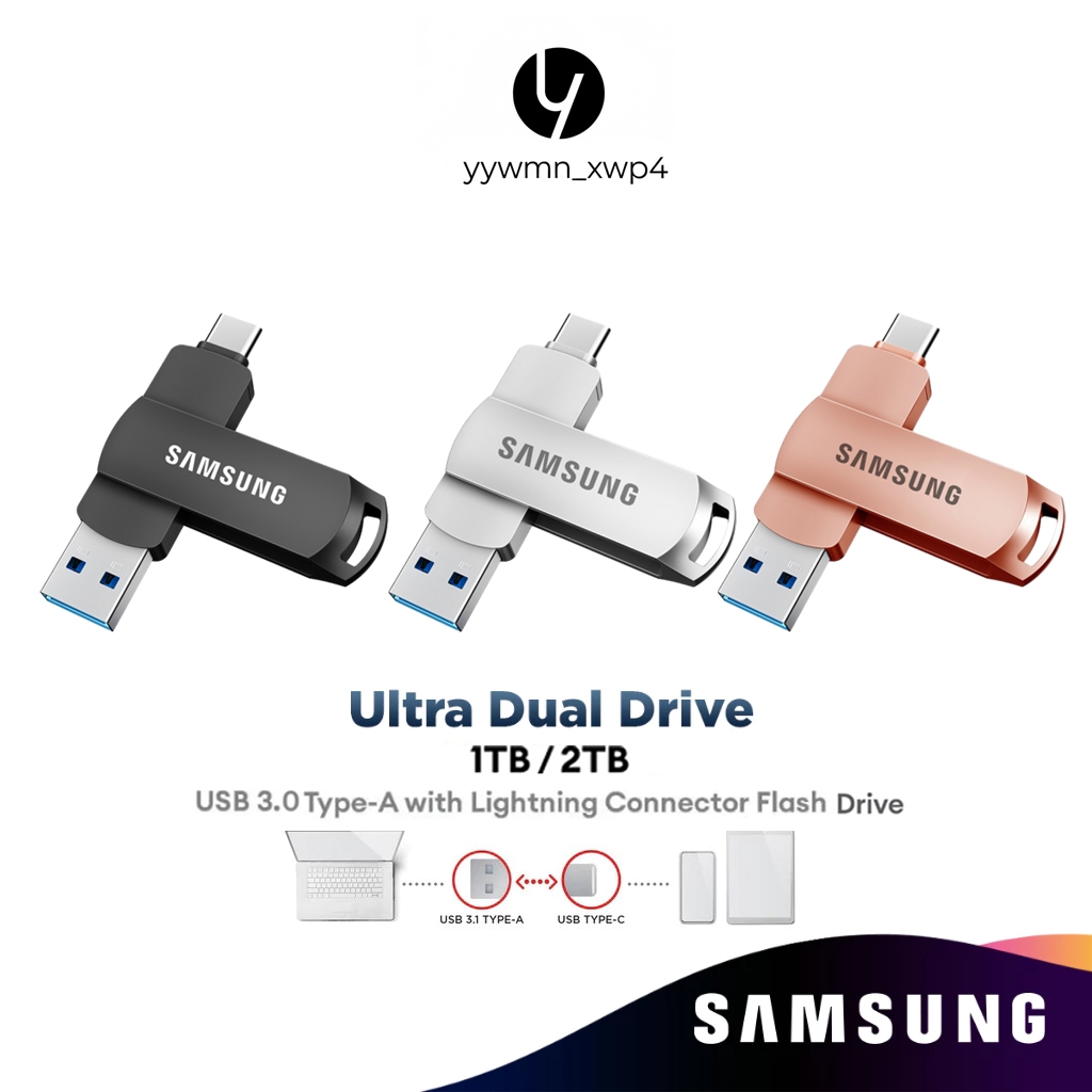 Samsung 1TB 2TB 2 in 1 High Speed Metal USB3.0 Flash Drive Type-c Phone MacBook Tablet OTG แฟลชไดร์ฟ