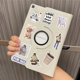 ขาตั้งหมุนได้ 360 องศา เคสแท็บเล็ตหนังแบบฝาพับ สติกเกอร์แฟชั่น Samsung Tab A11 A9 A8 A7 A 2019 + S6 S7 S8 S9 FE S10 Lite