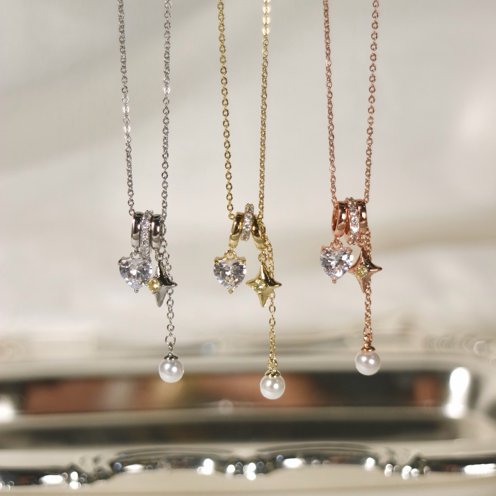 Socrush.bkk | PEARL KISS HEART necklace | SN-097 | สร้อยคอ หัวใจ จี้มุก
