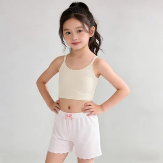 PRINCESS KESLI เสื้อชั้นในเด็ก ชุดชั้นในเด็กผู้หญิง ไร้ตะเข็บ ผ้าไหมน้ำแข็ง ฟองน้ำเย็บติดแบบบาง เสื้อในเด็ก