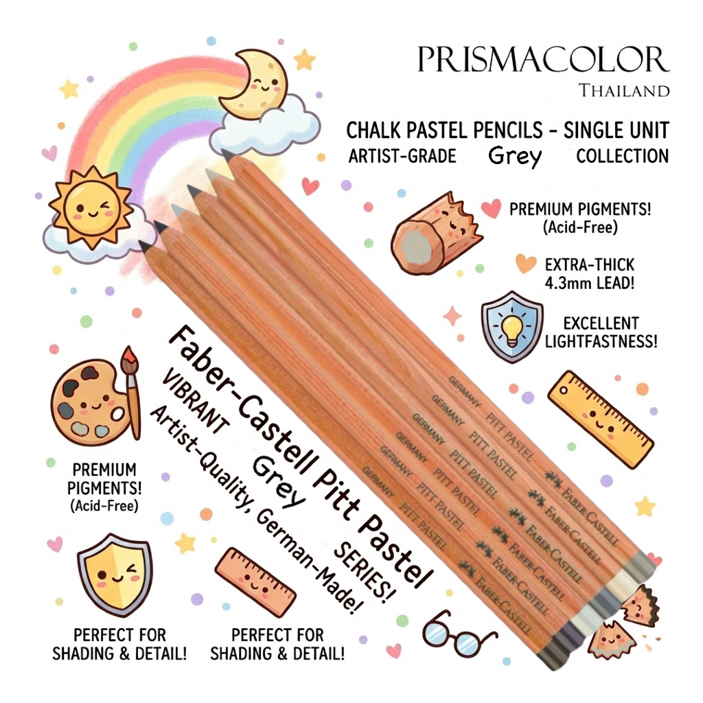 Faber-Castell Pitt Pastel (สีเทา) แยกแท่ง | ดินสอพาสเทล เกรดศิลปิน เยอรมัน