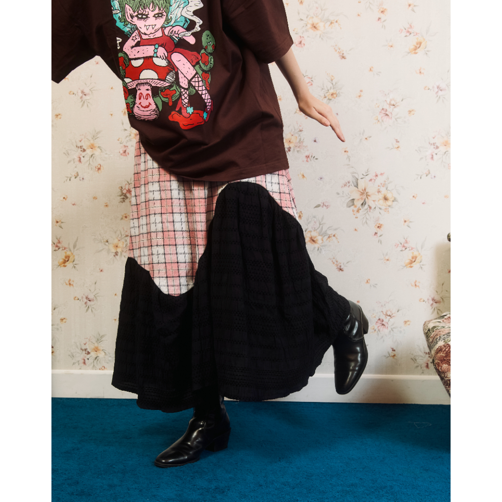 Super.5 - กระโปรงยาว Nara Skirt (สี Ichigo100%)