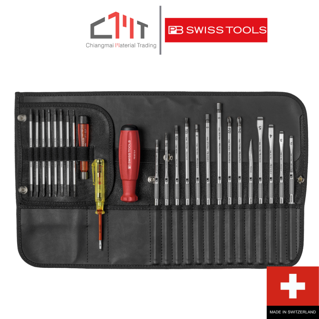 PB SWISS TOOLS ชุดไขควง ชุดใหญ่ พร้อมซองหนัง 31 ตัว/ชุด No.PB 8515