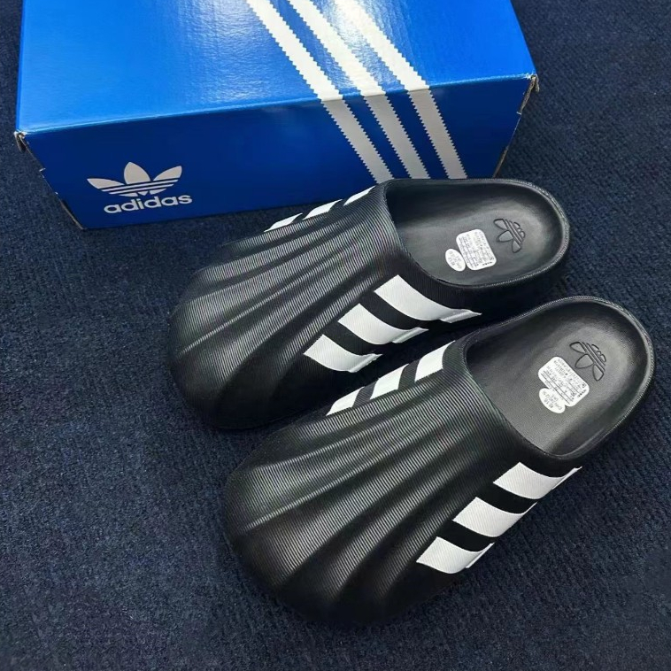 Adifom Superstar Mule รองเท้าแตะ ผิวหยาบ พื้นโลโก้ มีป้าย รองเท้าแตะพื้นสูง