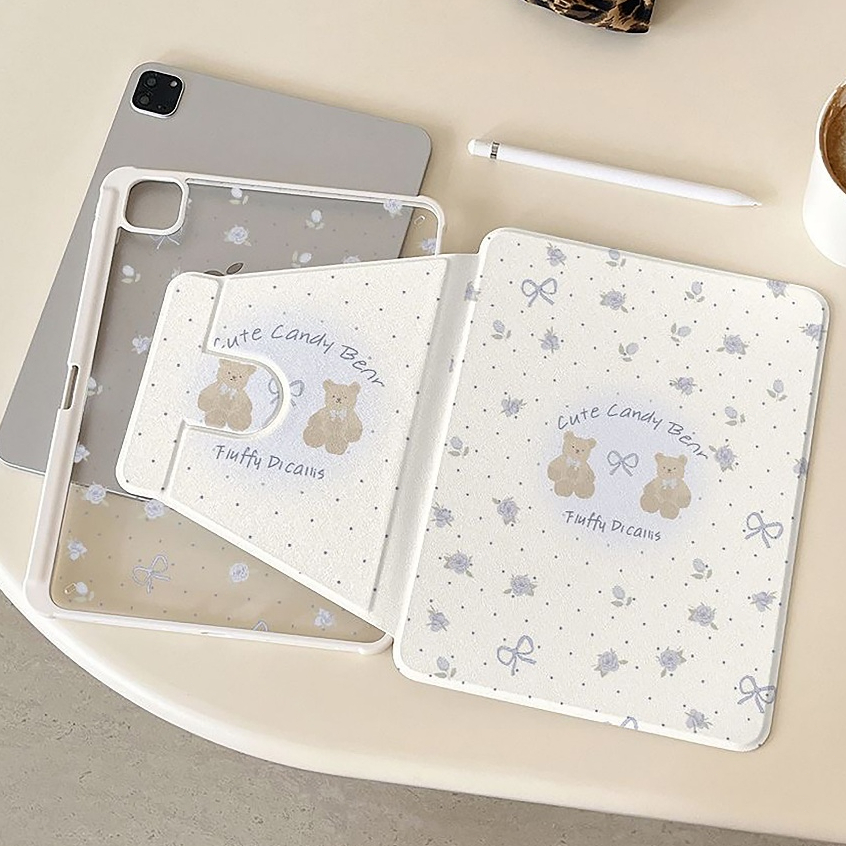 🔥พร้อมส่ง🔥case iPad Gen12 Air8 11 Gen11 ที่ใส่ปากกา Bow Flower Bear เคสiPadหมุน 360° Gen10 Air7 Air6