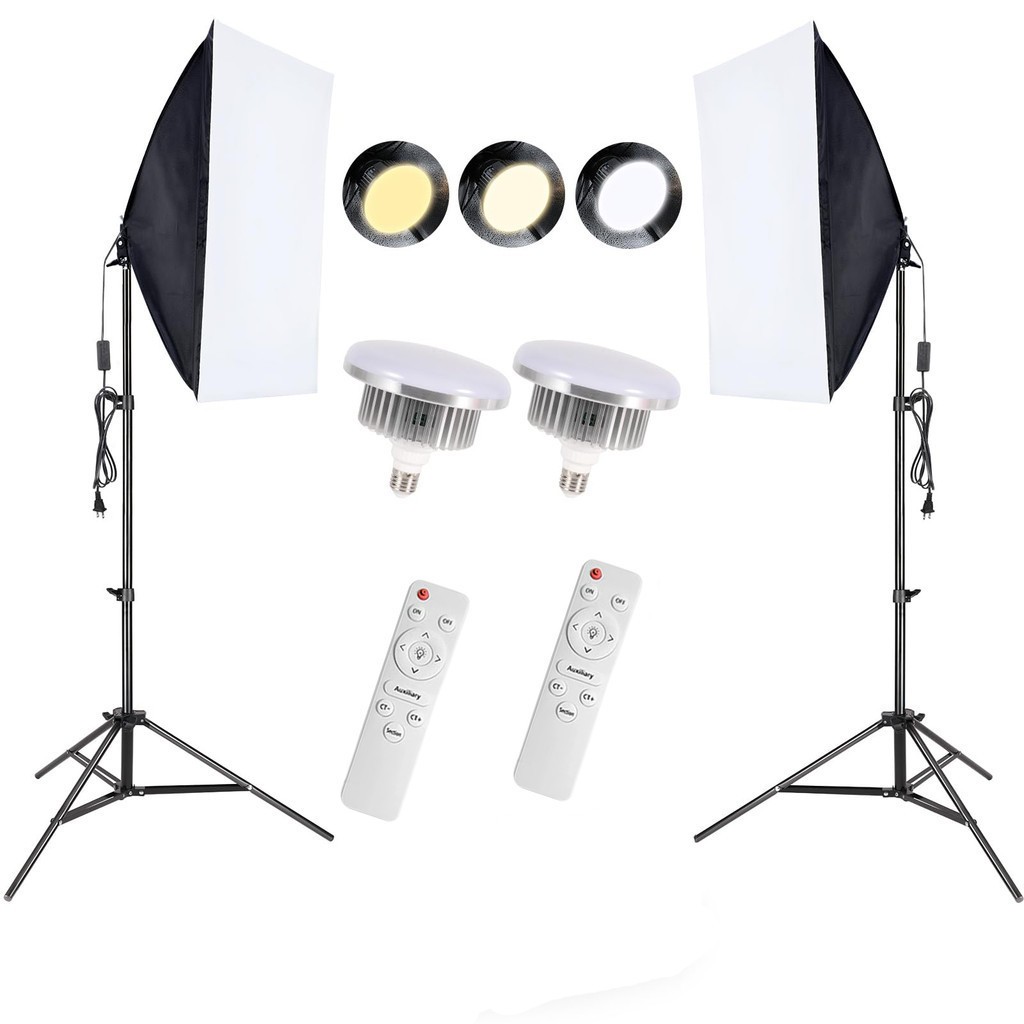 Photography Softbox Continuous Lighting Kit 85W/300W E27 LED Bulb with Soft Box Stand for Photo Shooting Video Recording