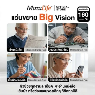 แว่นตาขยาย 160% สำหรับอ่านหนังสือ และทำงานที่ต้องใช้สายตา ให้ภาพคมชัดและกว้างขึ้น Big Vision