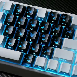 คีย์แคป คีย์แคปแสงลอด Keycap ลายผีเสื้อ Cherry Blossom Love Heart Keycap รูปแบบเสริมโปร่งแสง IMD