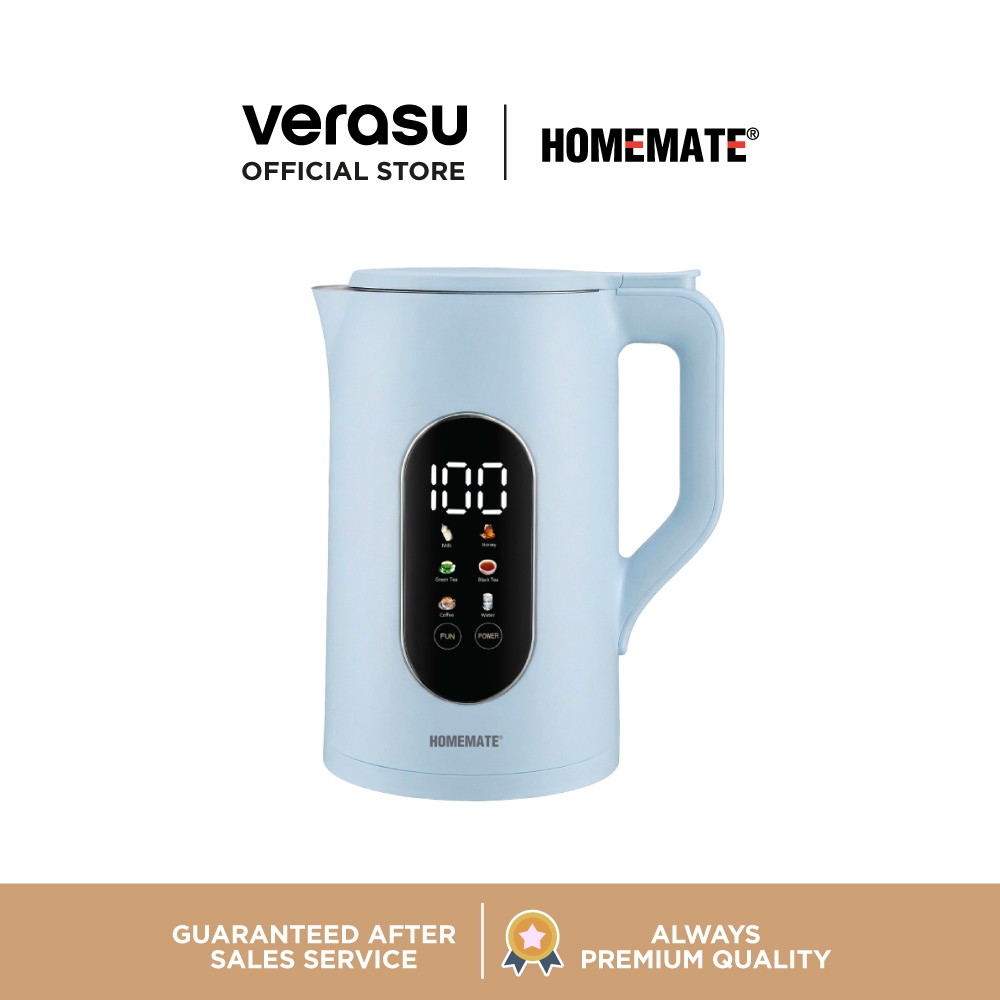 HOMEMATE กาต้มน้ำดิจิทัล ปรับอุณหภูมิได้ 1.7 ลิตร สี Light Blue HOM-2971E4