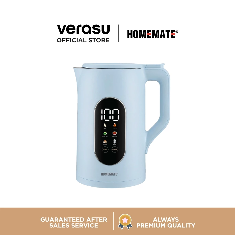 HOMEMATE กาต้มน้ำดิจิทัล ปรับอุณหภูมิได้ 1.7 ลิตร สี Light Blue HOM-2971E4