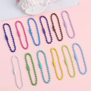 โซ่ไข่ปลา สีพาสเทล 10-12cm พวงกุญแจโซ่ลูกปัด สำหรับห้อยเฟรมการ์ด DIY พวงกุญแจป้ายโซ่เชื่อมโยง ตกแต่งตุ๊กตาและแท็ก
