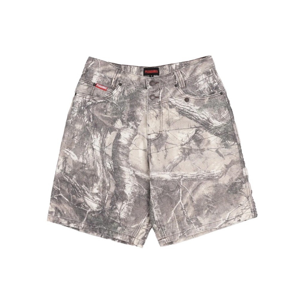 PLEASURES P25F056 HUNT CANVAS JORTS SAND CAMO