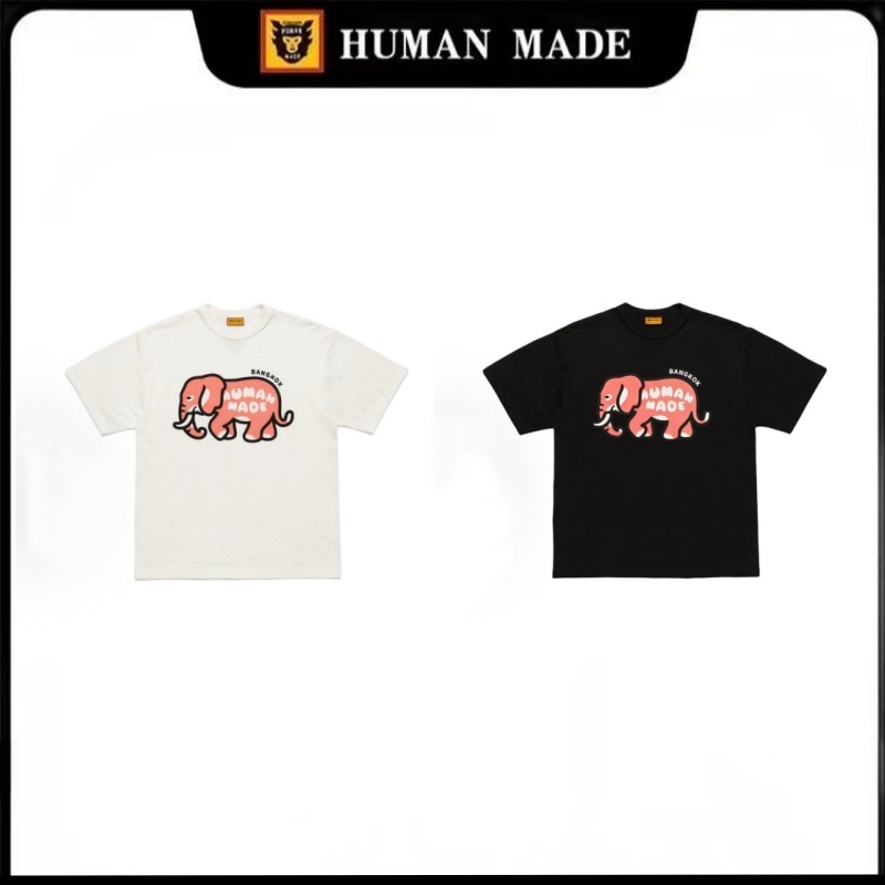『 Human Made 』26ss เสื้อยืดแขนสั้นสำหรับผู้ชาย และผู้หญิง จำกัด พิมพ์ช้างไม้ไผ่