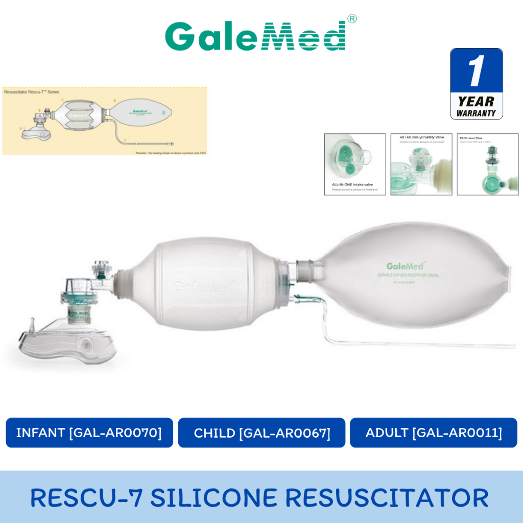 Galemed Ambu Bag RESCU-7 SILICONE RESUSCITATOR ชุดช่วยหายใจ ชนิดมือบีบ [.1Year Warranty.]