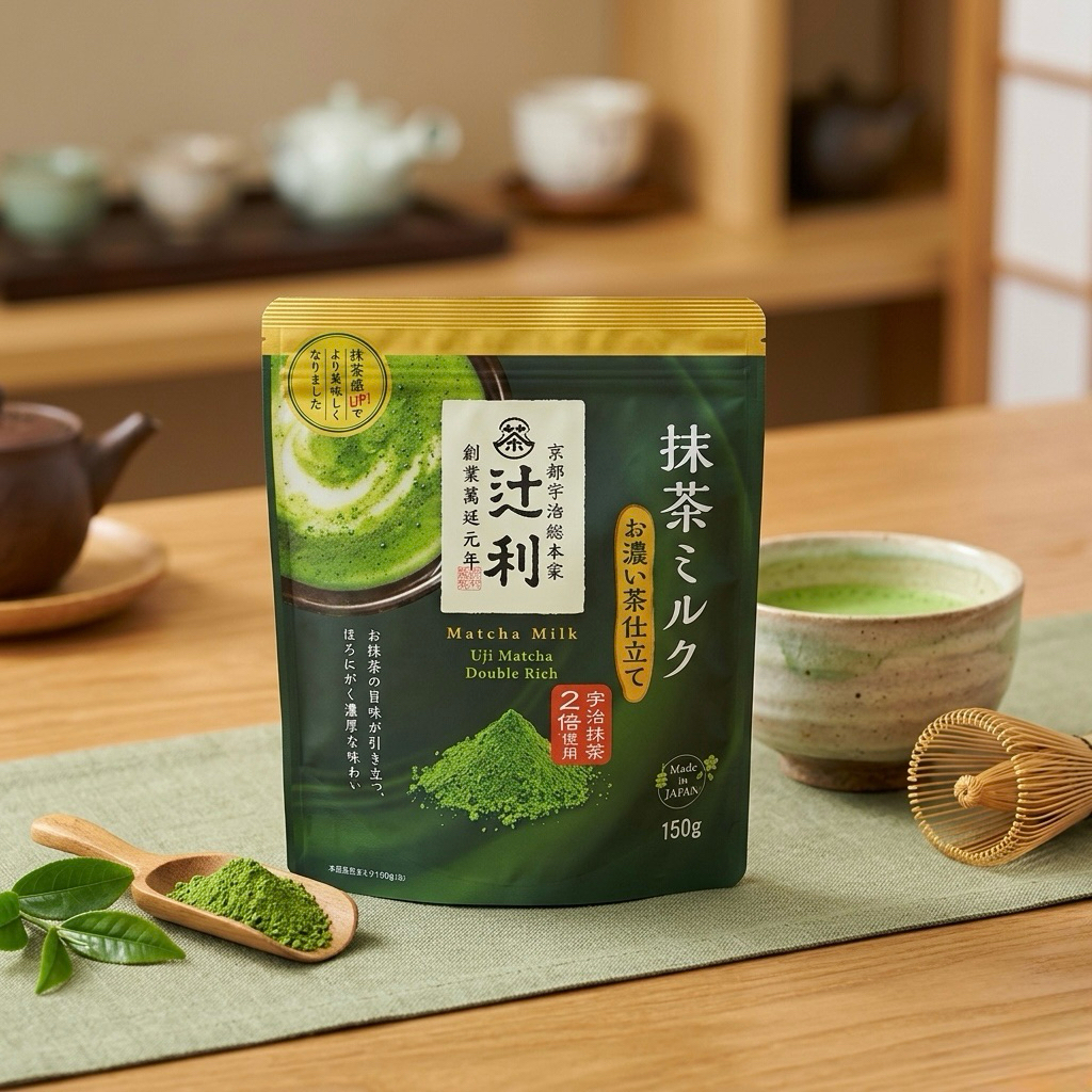พร้อมส่งในไทย มัจฉะลาเต้ Matcha milk Uji Matcha Double Rich 150 กรัม ชาเขียวจากญี่ปุ่น