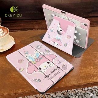 CKYZ 24ชั่วโมงเคส เคสไอแพด Air7 Air8 Gen11 ที่ใส่ปากกา My Melody เคสiPadหมุน 360°Gen10/9 Pro11 2024