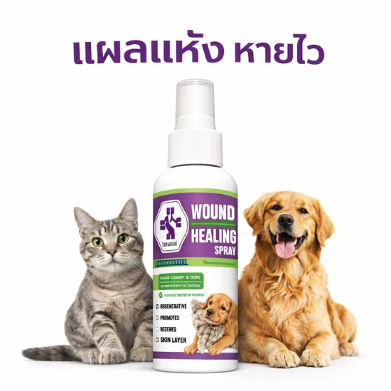 สเปรย์ดูแลแผล แห้งไว สมานแผลเร็ว แผลหมาแมว สำหรับสัตว์เลี้ยง 100 ml.