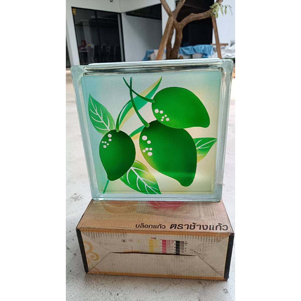 ช้างแก้ว N-014/909 บล็อกแก้ว ลายเดี่ยว ลายมะม่วง 3inc