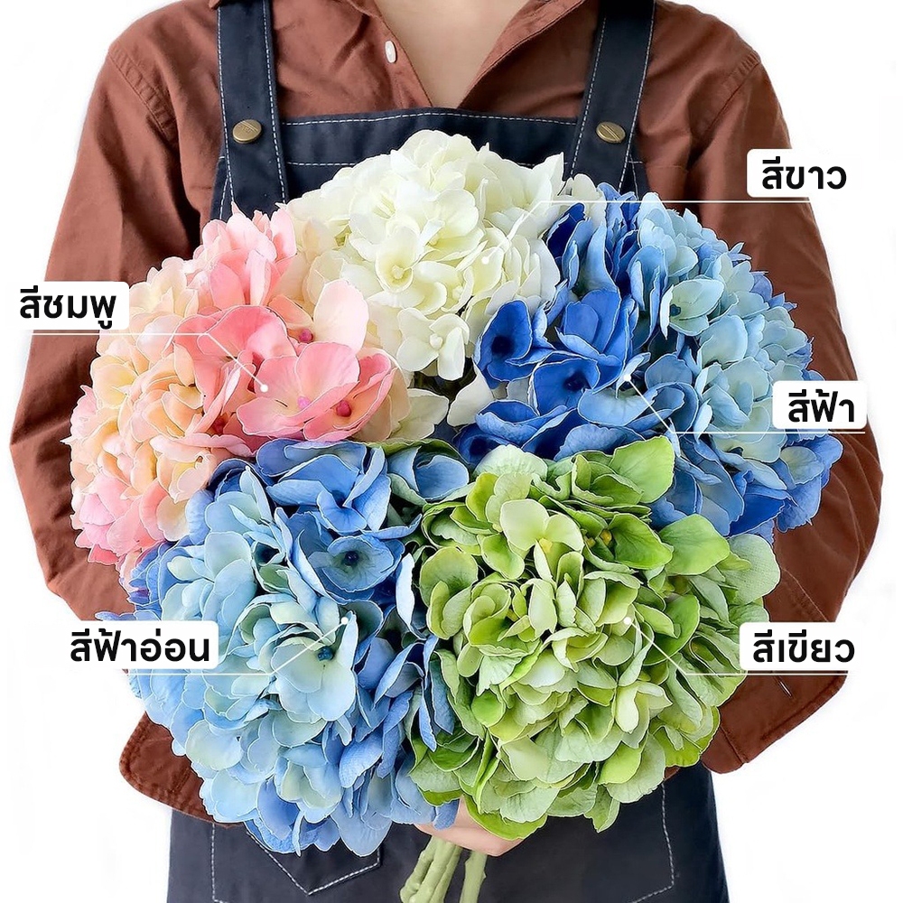 5 หัว ช่อดอกไฮเดรนเยียประดิษฐ์ พลาสติก ผ้าไหม ขนาดใหญ่ สําหรับตกแต่งบ้าน งานแต่งงาน