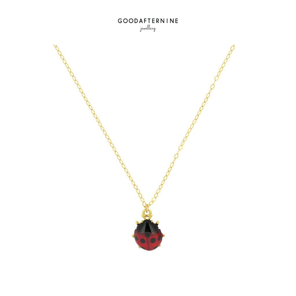 สร้อยคอจี้เต่าทอง สร้อยคอเต่าทอง GOODAFTERNINE - Morning Garden | Ladybug Necklace, Enamel Jewelry