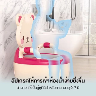 กระโถนขับถ่ายสำหรับเด็ก เบาะนั่งสบาย มีพนักพิงลายน่ารัก ปิดฝาได้ ถอดทำความสะอาดง่าย XZBQ-001PP