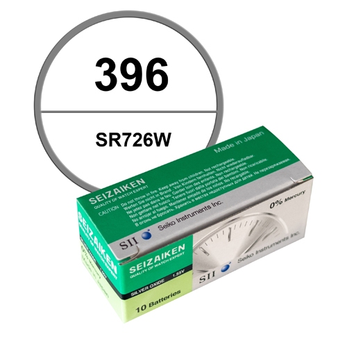 ถ่านกระดุม Seizaiken SR726W / 396 จำหน่ายแบบ ยกกล่อง จะมี 10ก้อน