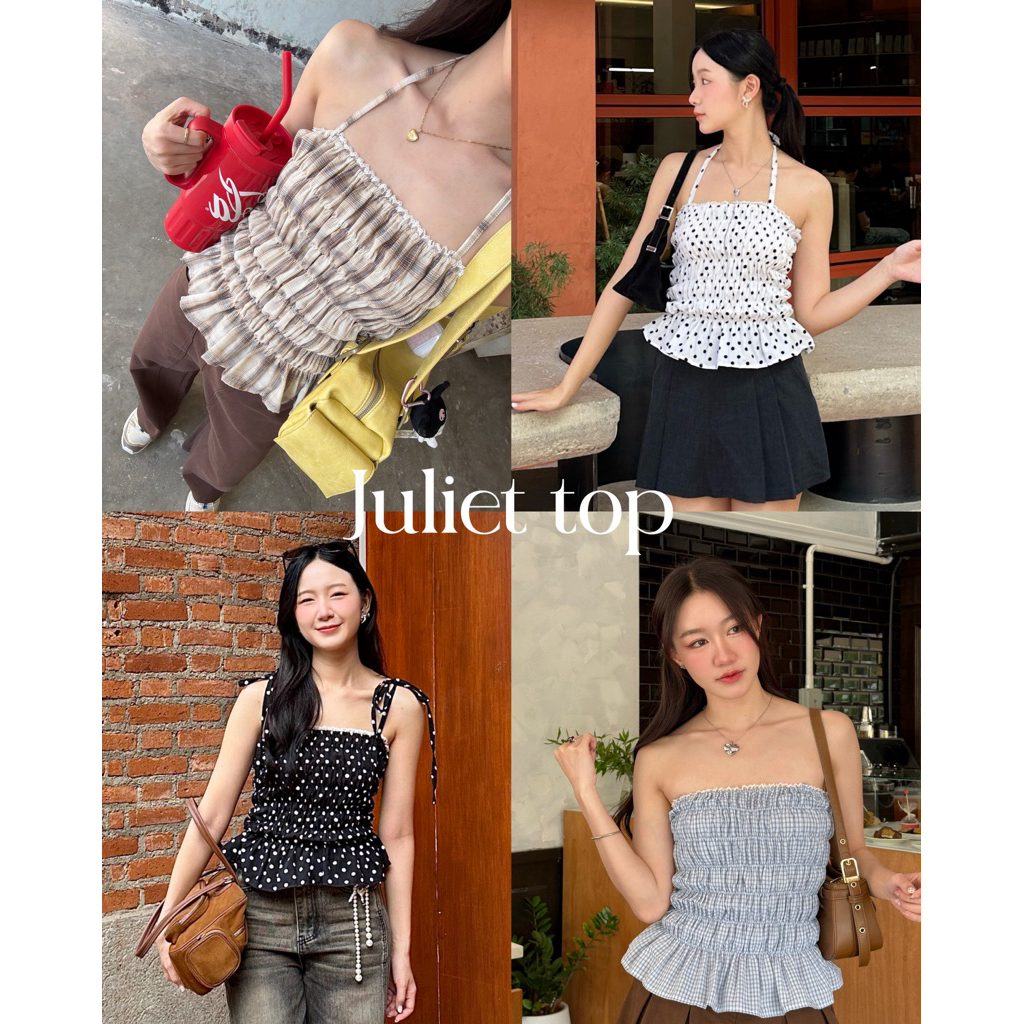 AGLEAMIN3011 | Juliet top เสื้อสายเดี่ยวผูกไหล่สม็อคหน้า-หลัง