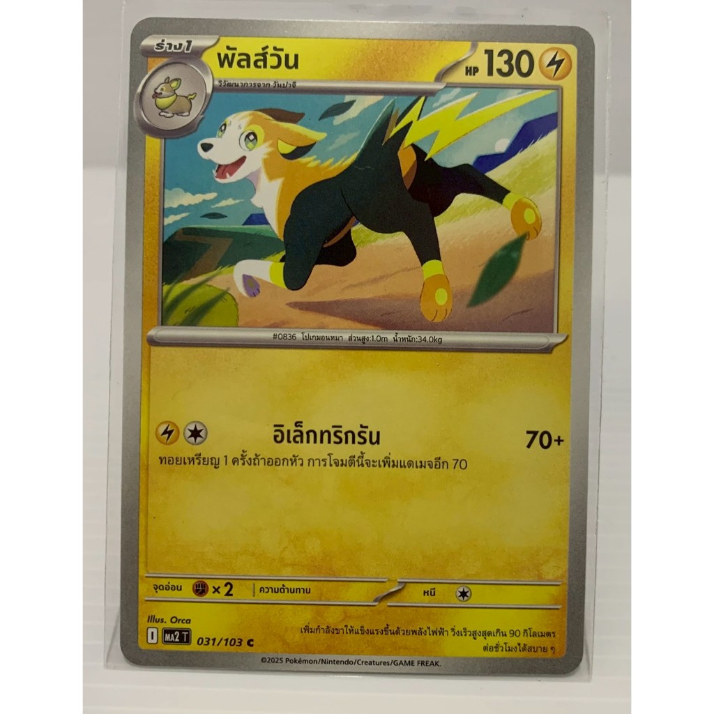 การ์ดโปเกมอน พัลส์วัน Boltund (031/103 C) ชุด svMA2 T สายสายฟ้า ภาษาไทย ของแท้ 100%