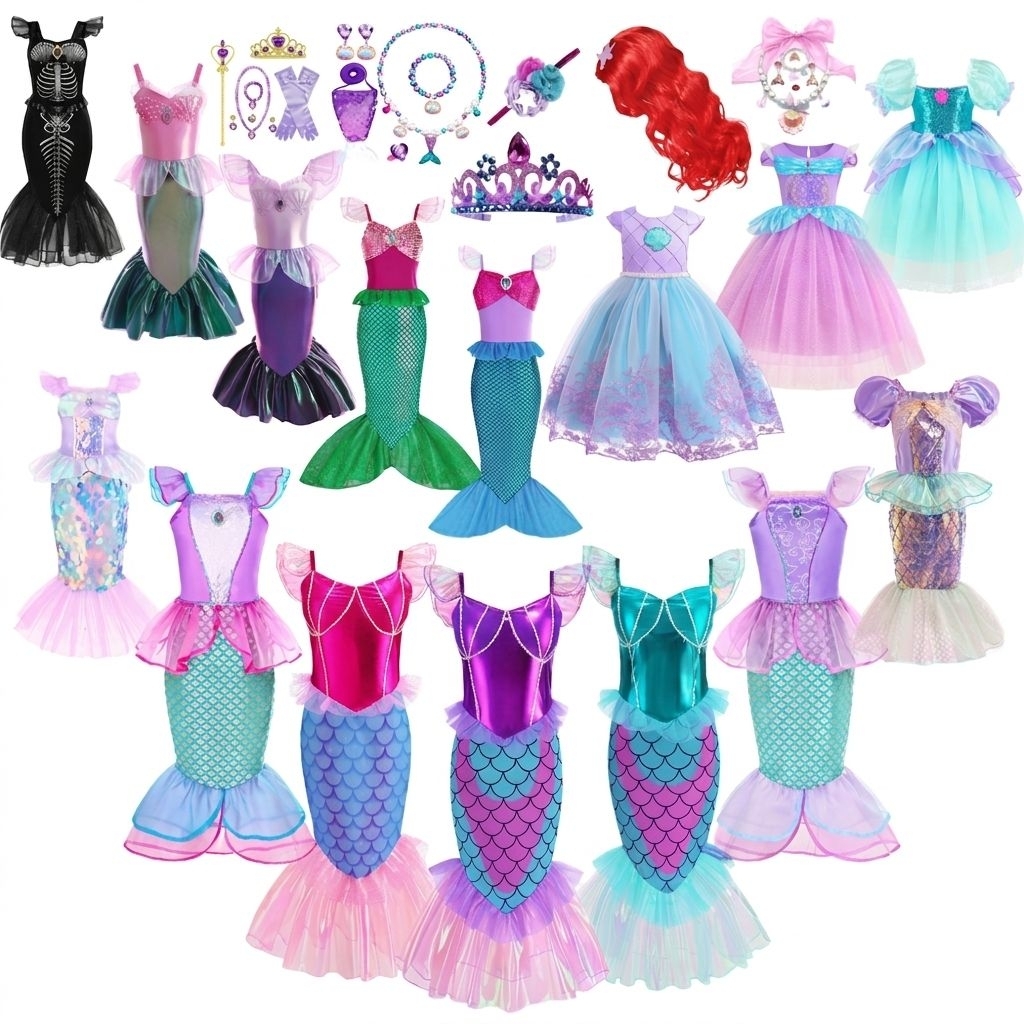 พร้อมส่ง ชุดนางเงือก ชุดเมอเมด ชุดเจ้าหญิงแอเรียล ในThe little mermaid