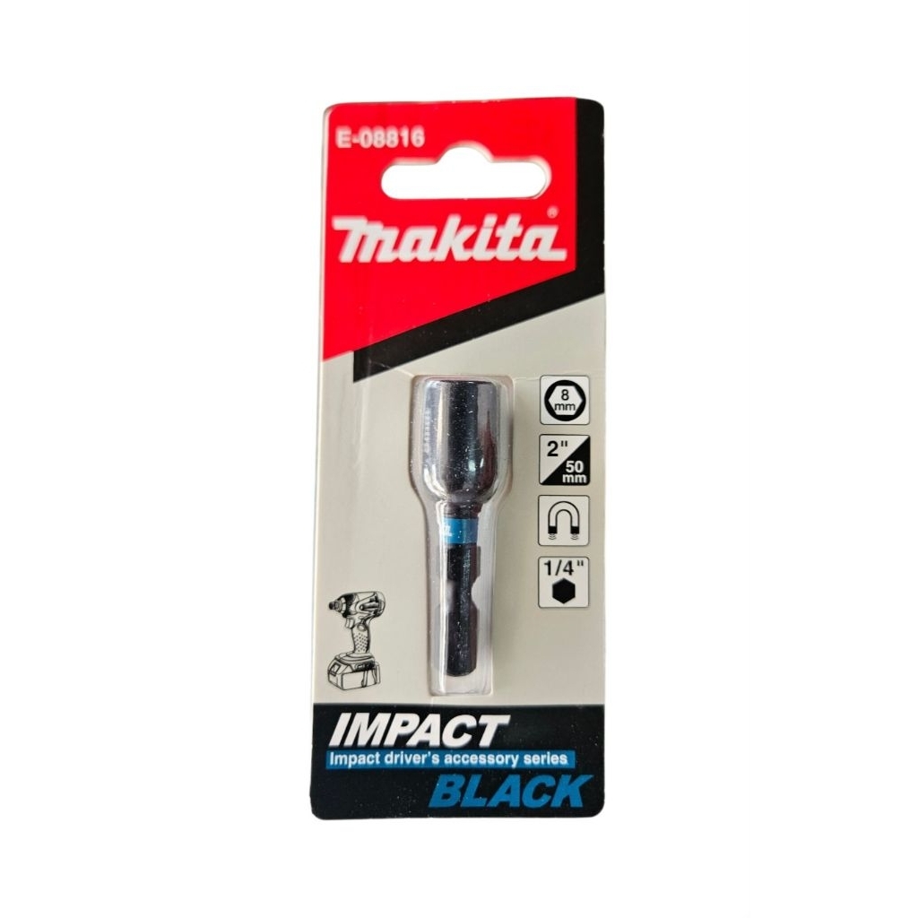 MAKITA มากีต้า MPE-08816 E-08816 ดอกไขควงหัวลูกบล๊อก 8X50MM BLACK IMPACT BLACK MAGNET บ๊อกยิงหลังคา