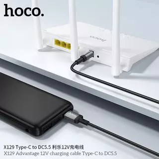 สายชาร์จ Fast charging 12V สายแปลง USB-A/Type-C to DC 5.5 ยาว 1 เมตร ดีไซน์สายถักพรีเมียม ใช้งานหลากหลาย HOCO X129