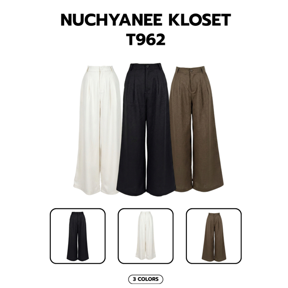 (T962)กางเกงขายาวทรงกระบอกใหญ่ Nuchyanee